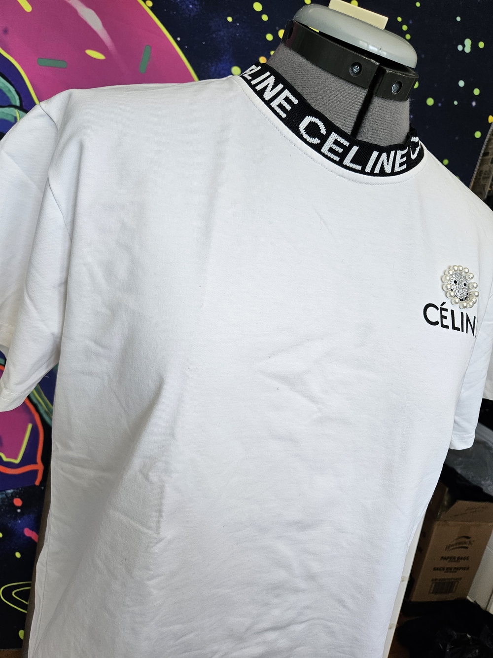 CELINE White Logo Tee and Matching Track Pants Set - Picture 8 of 9